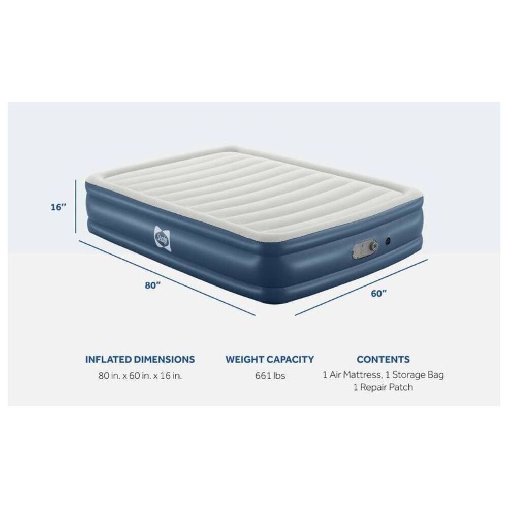 Open Box - Sealy -  Air Mattress Inflatable USB Charging QUEEN AlwayzAire Buil - Picture 7 of 8